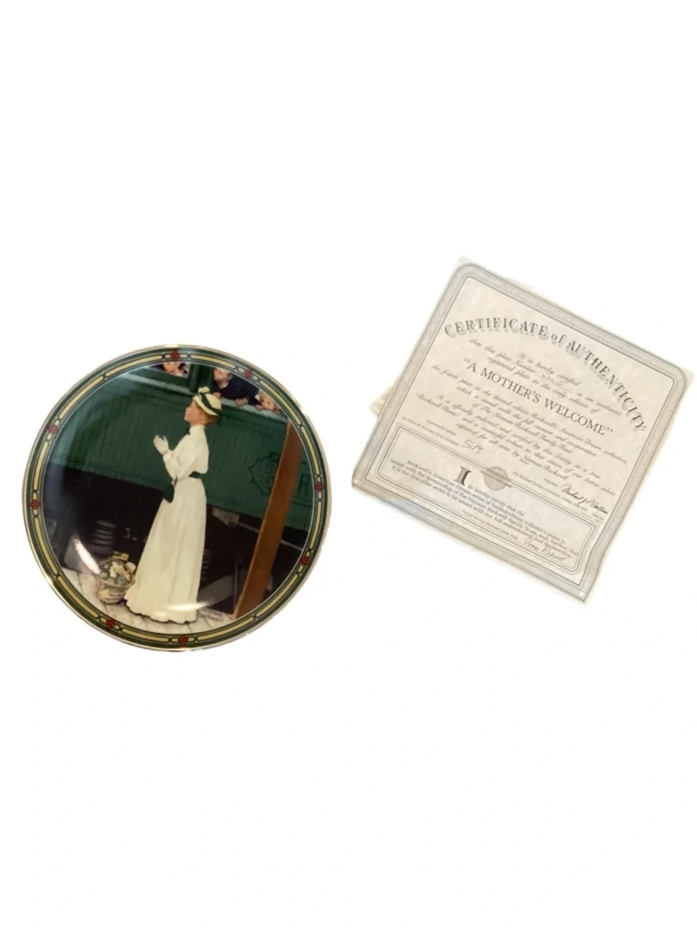 Knowles Norman Rockwell A Mother’s Welcome 1986 Fine China Plate with Cert